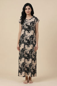 Zivame Woven Ankle Length Nightdress - Whitecap Gray — thumbnail 1